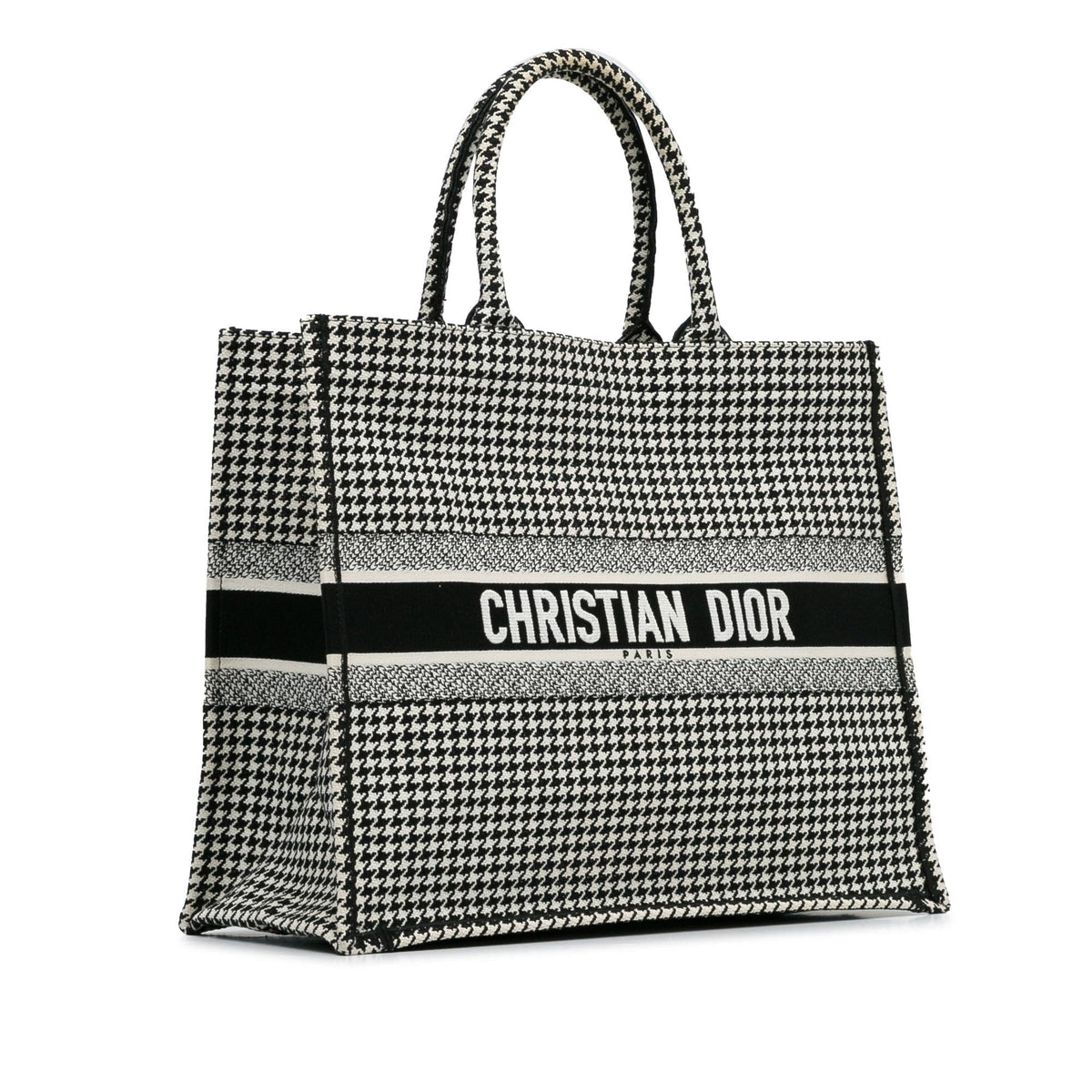 Dior Large Canvas Houndstooth Embroidered Book Tote Rovelle Bags