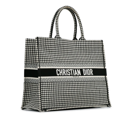 Dior Large Canvas Houndstooth Embroidered Book Tote Rovelle Bags