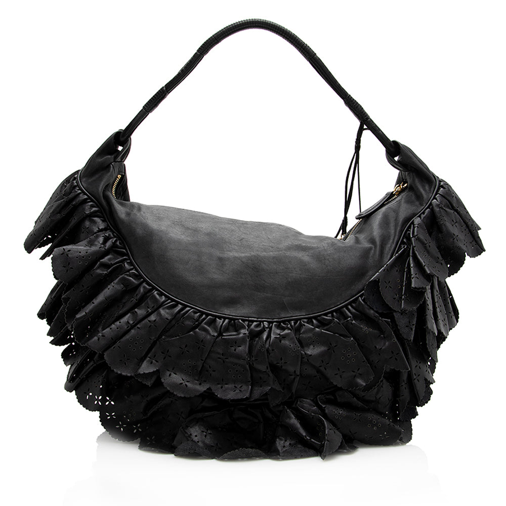 Dior Leather Gypsy Ruffles Large Hobo (SHF-19853) Rovelle Bags