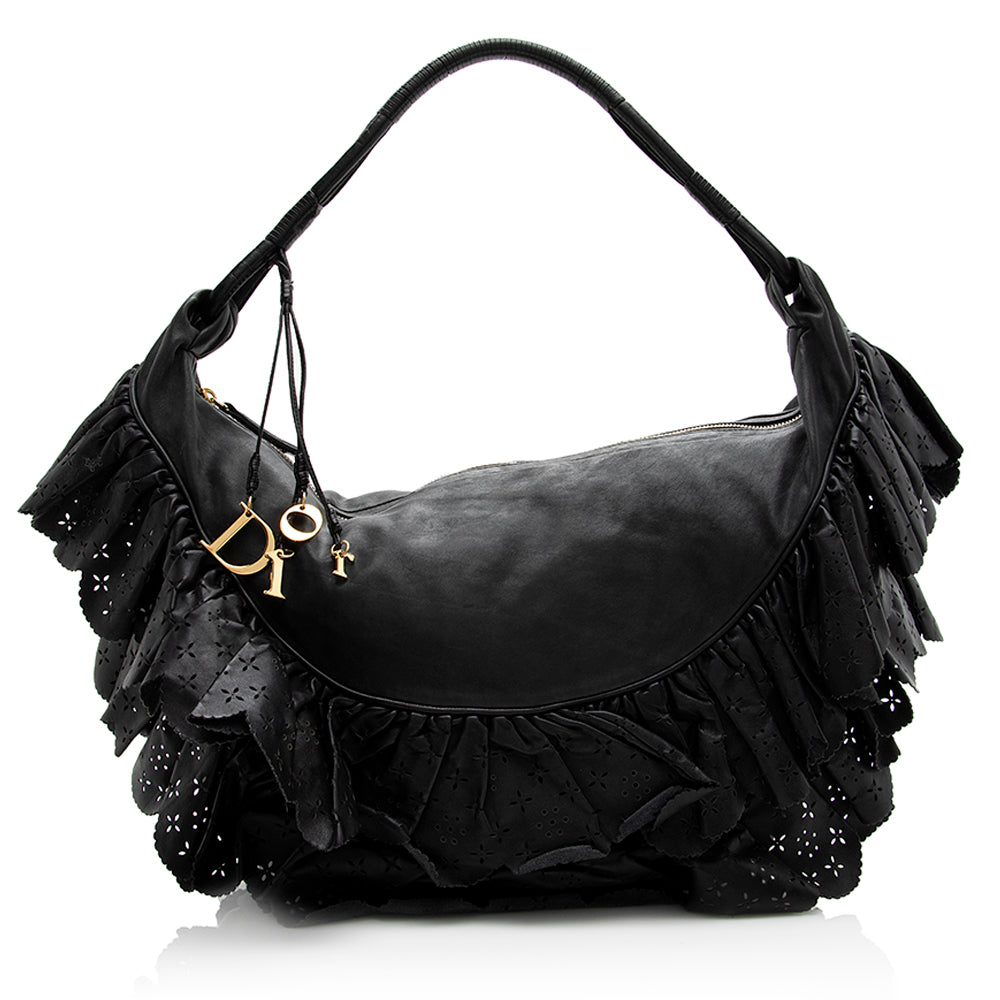 Dior Leather Gypsy Ruffles Large Hobo (SHF-19853) Rovelle Bags