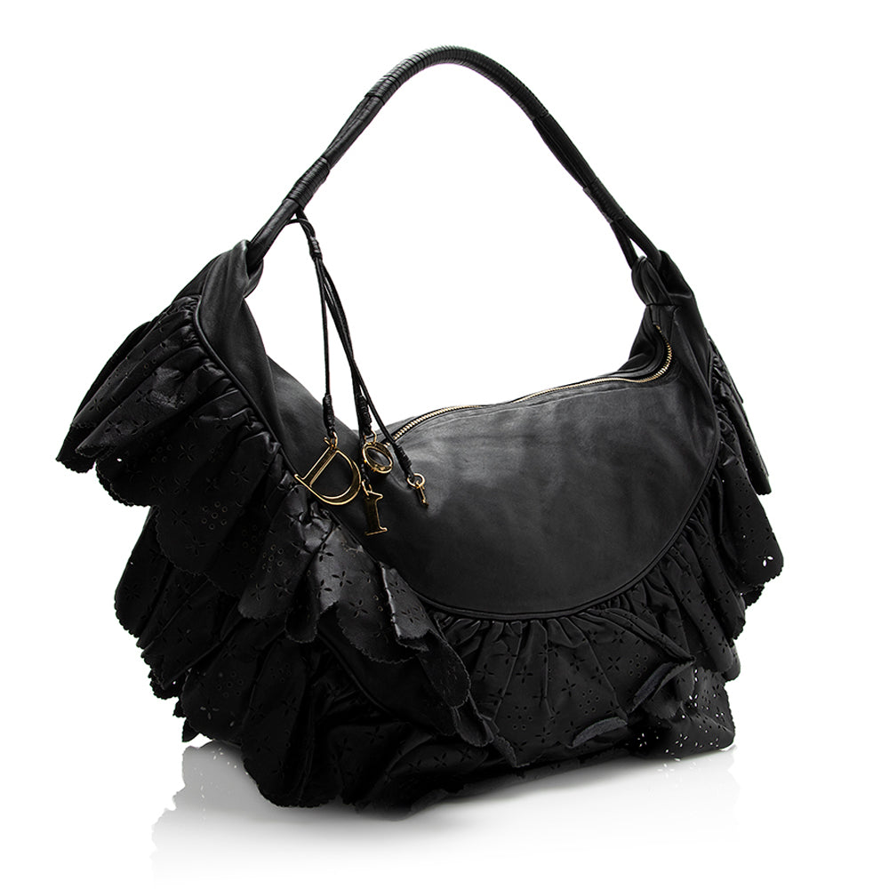 Dior Leather Gypsy Ruffles Large Hobo (SHF-19853) Rovelle Bags