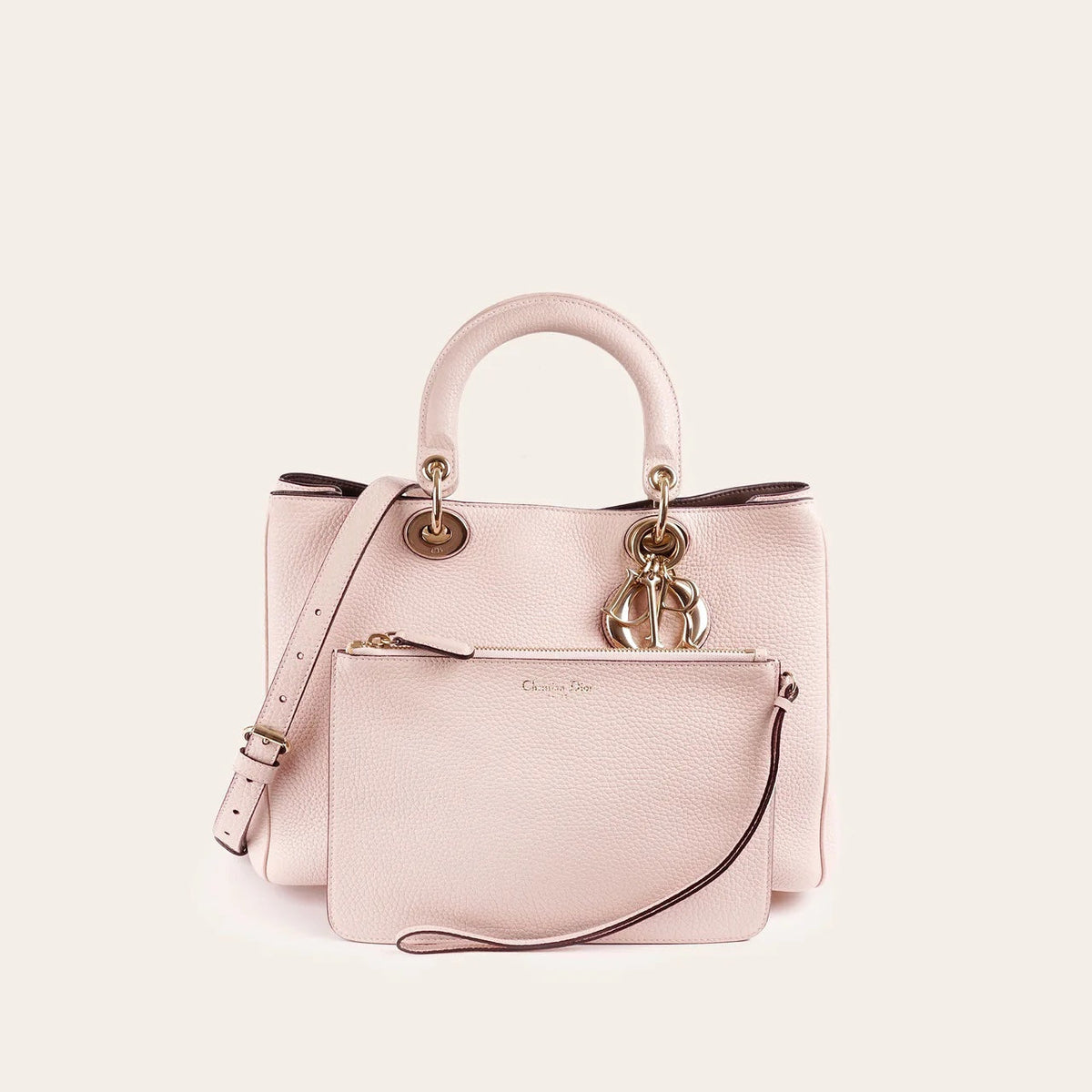 DIOR GRAINED LEATHER MEDIUM DIORISSIMO TOTE BAG IN BLUSH PINK Rovelle Bags