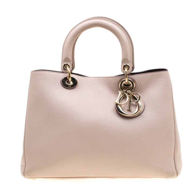 DIOR GRAINED LEATHER MEDIUM DIORISSIMO TOTE BAG IN BLUSH PINK Rovelle Bags