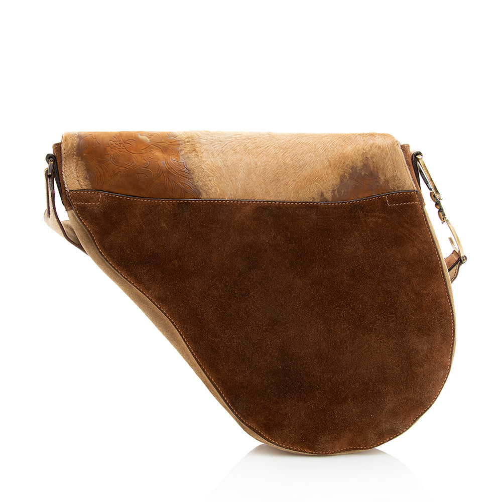 Dior Limited Edition Suede Pony Hair Saddle Bag (SHF-18983) Rovelle Bags