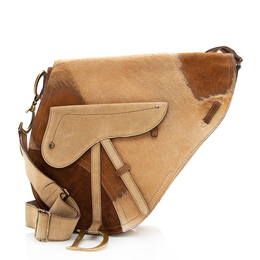 Dior Limited Edition Suede Pony Hair Saddle Bag (SHF-18983) Rovelle Bags