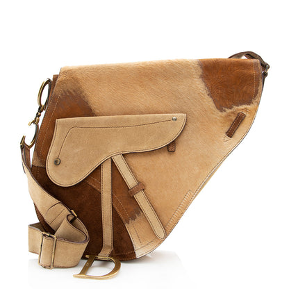 Dior Limited Edition Suede Pony Hair Saddle Bag (SHF-18983) Rovelle Bags