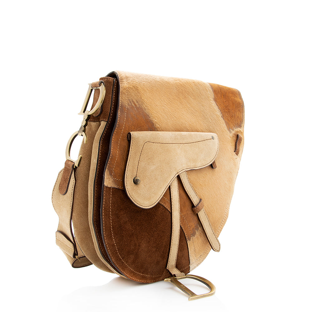 Dior Limited Edition Suede Pony Hair Saddle Bag (SHF-18983) Rovelle Bags