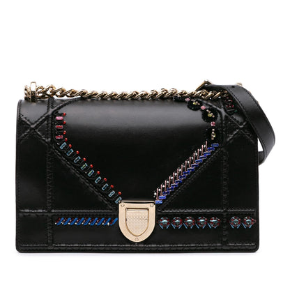Dior Medium Calfskin Crystal Embroidered Diorama Flap Rovelle Bags