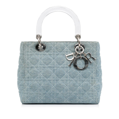 Dior Medium Cannage Dior Denim Satchel (SHG-jT3XX6) Rovelle Bags