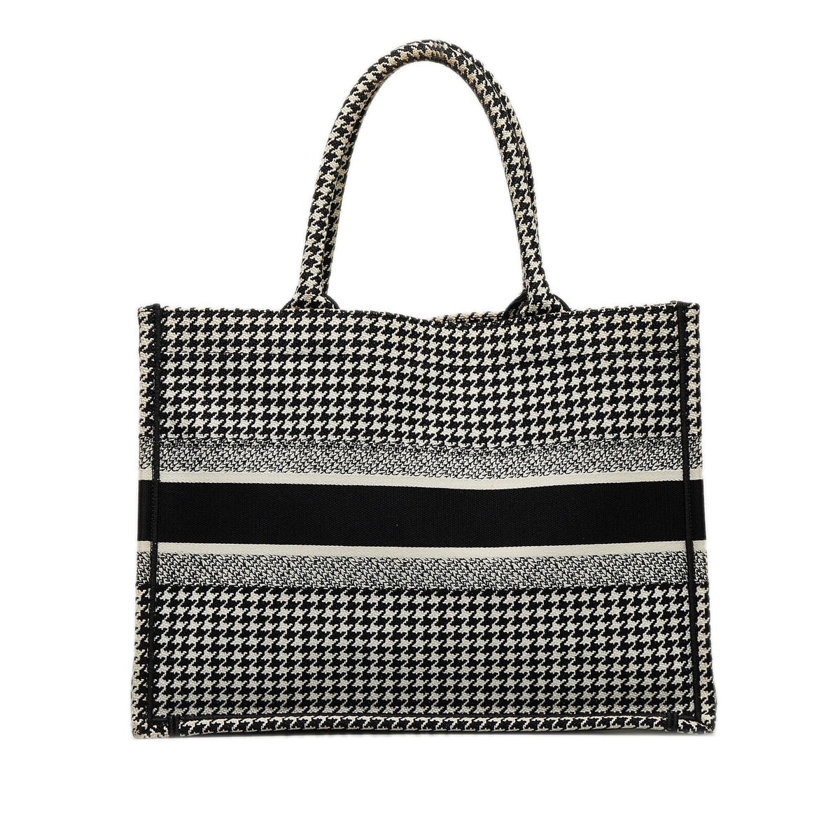 Dior Medium Houndstooth Embroidered Book Tote (SHG-AoRUVr) Rovelle Bags