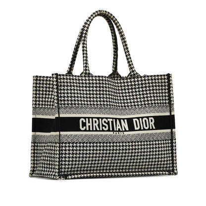 Dior Medium Houndstooth Embroidered Book Tote (SHG-AoRUVr) Rovelle Bags