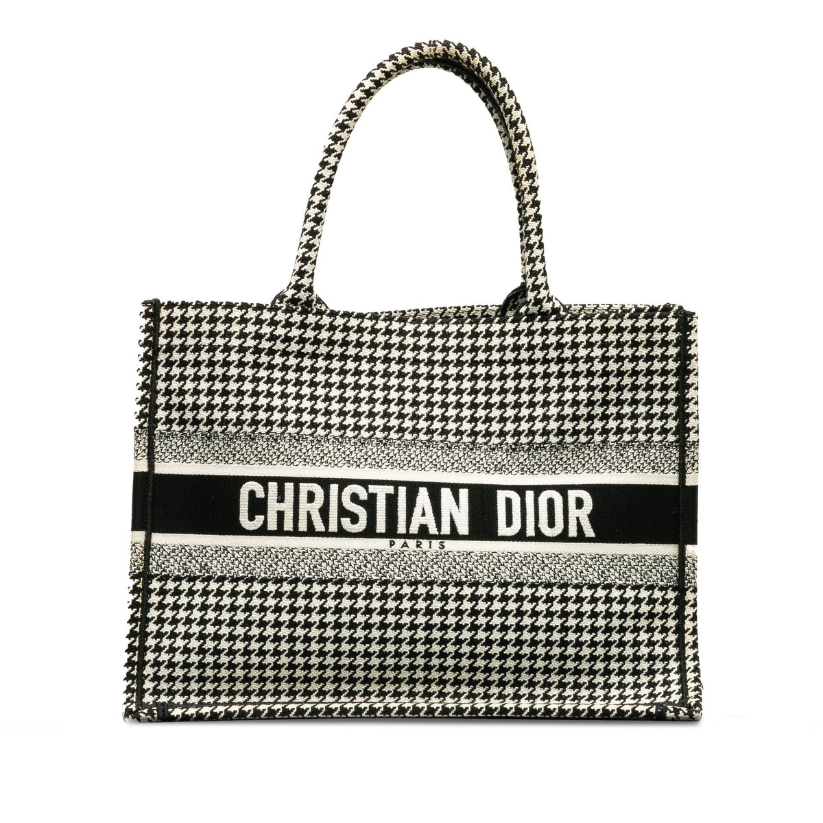 Dior Medium Houndstooth Embroidered Book Tote (SHG-tlTS9H) Rovelle Bags