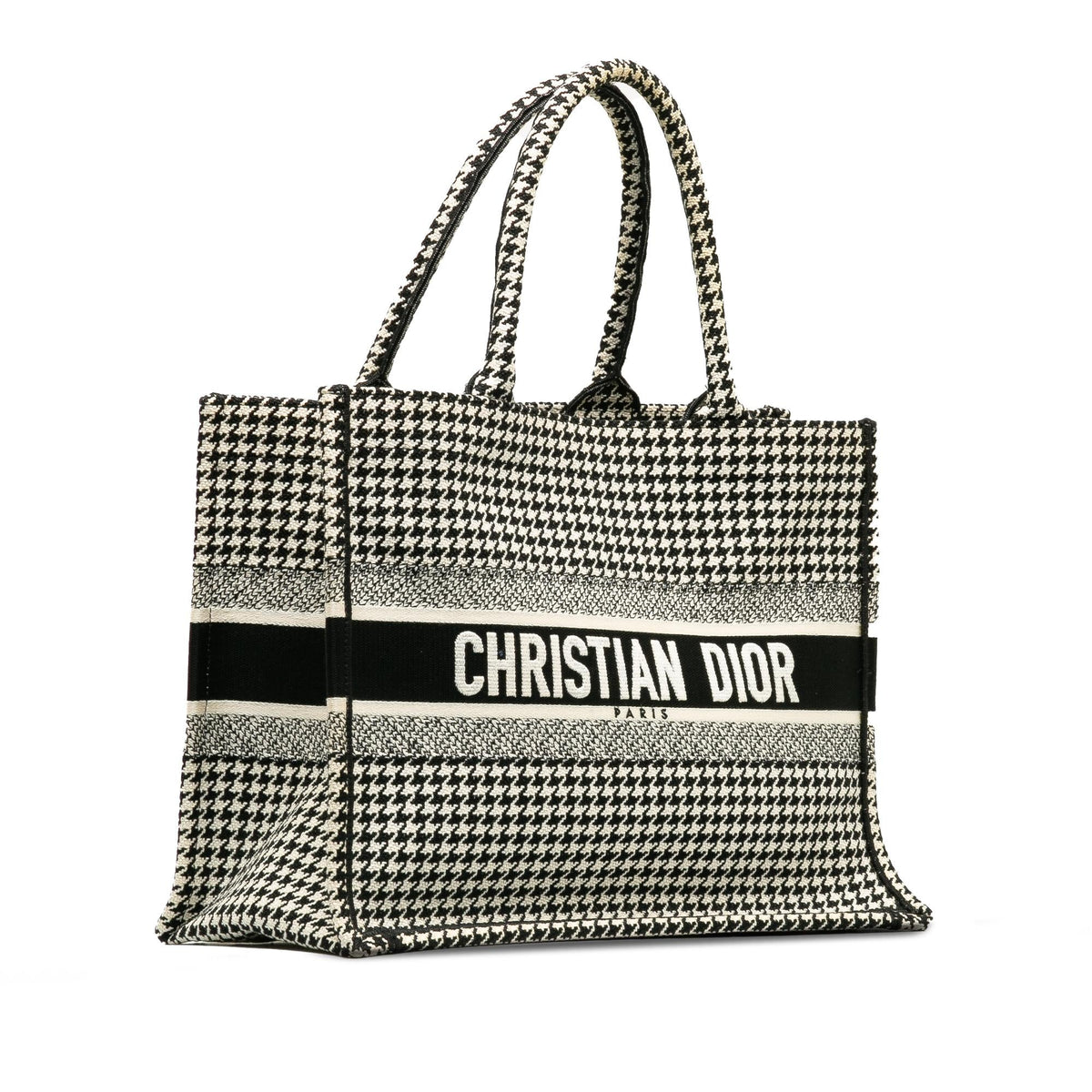 Dior Medium Houndstooth Embroidered Book Tote (SHG-tlTS9H) Rovelle Bags
