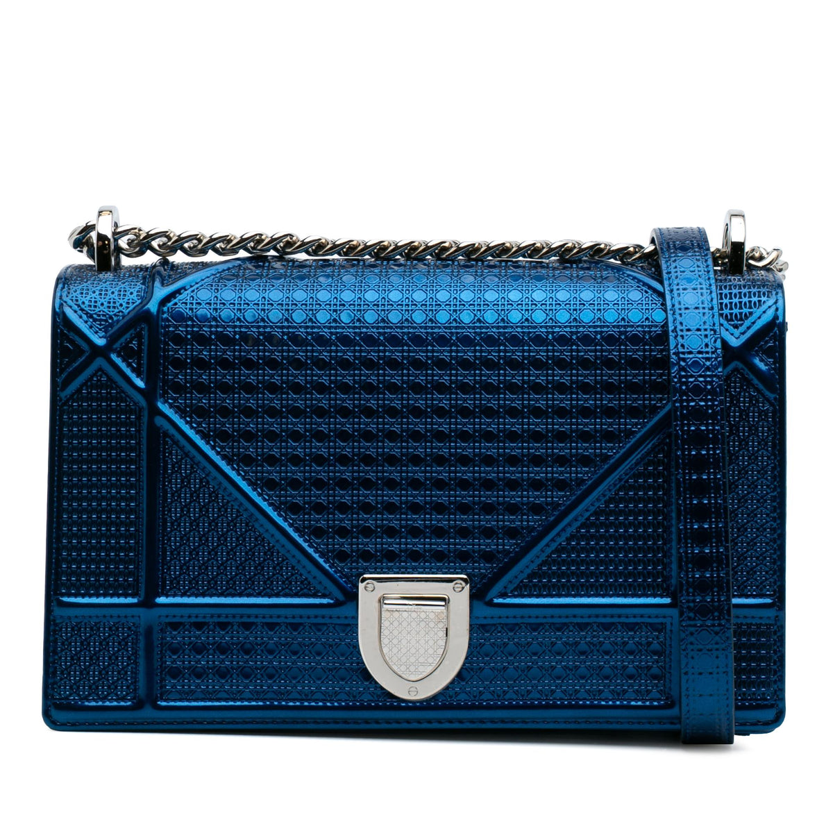 Dior Medium Metallic Patent Microcannage Diorama Crossbody Rovelle Bags