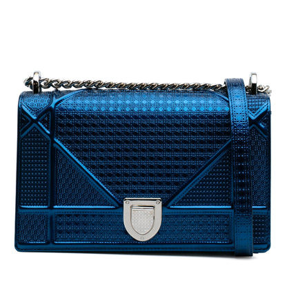 Dior Medium Metallic Patent Microcannage Diorama Crossbody Rovelle Bags