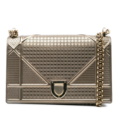 Dior Medium Metallic Patent Microcannage Diorama Flap Rovelle Bags