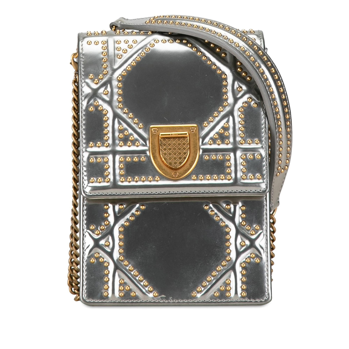 Dior Metallic Studded Calfskin Vertical Diorama (SHG-qyuKTo) Rovelle Bags