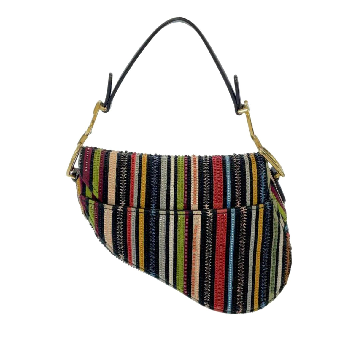 Dior Mini Beaded Canvas Striped Saddle (SHG-uTwXUN) Rovelle Bags
