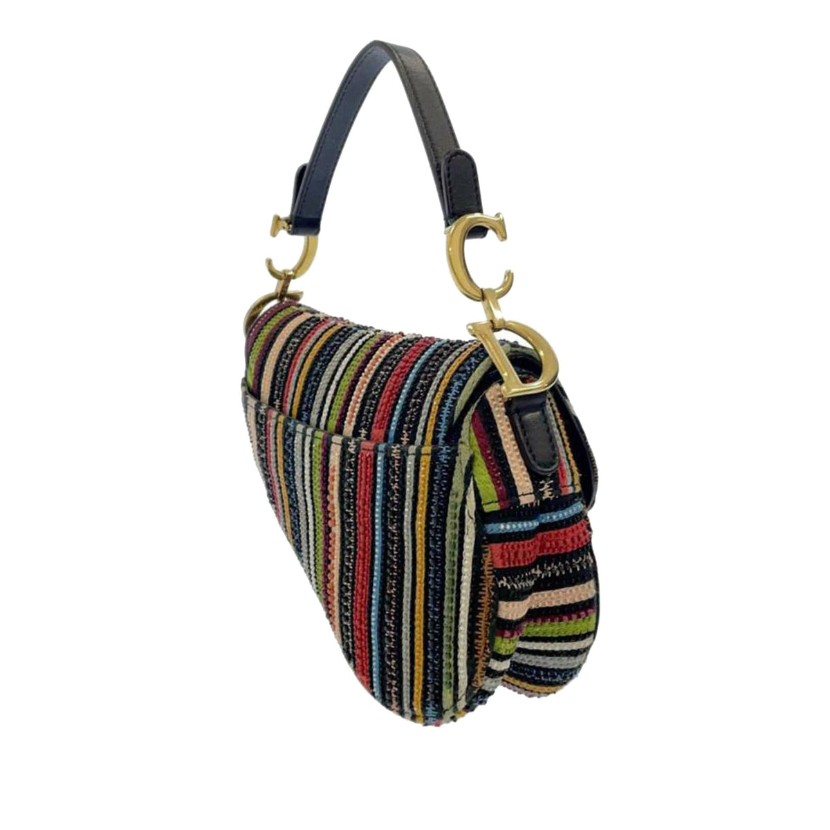 Dior Mini Beaded Canvas Striped Saddle (SHG-uTwXUN) Rovelle Bags
