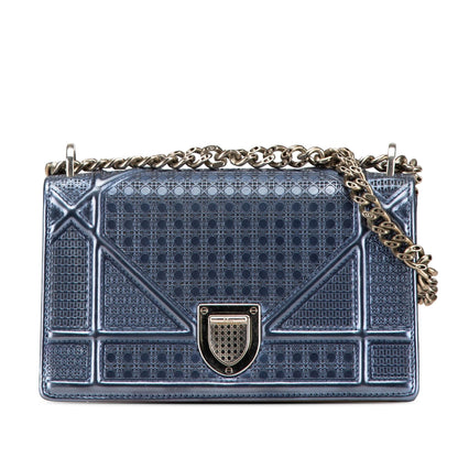 Dior Mini Metallic Patent Microcannage Diorama Flap Rovelle Bags