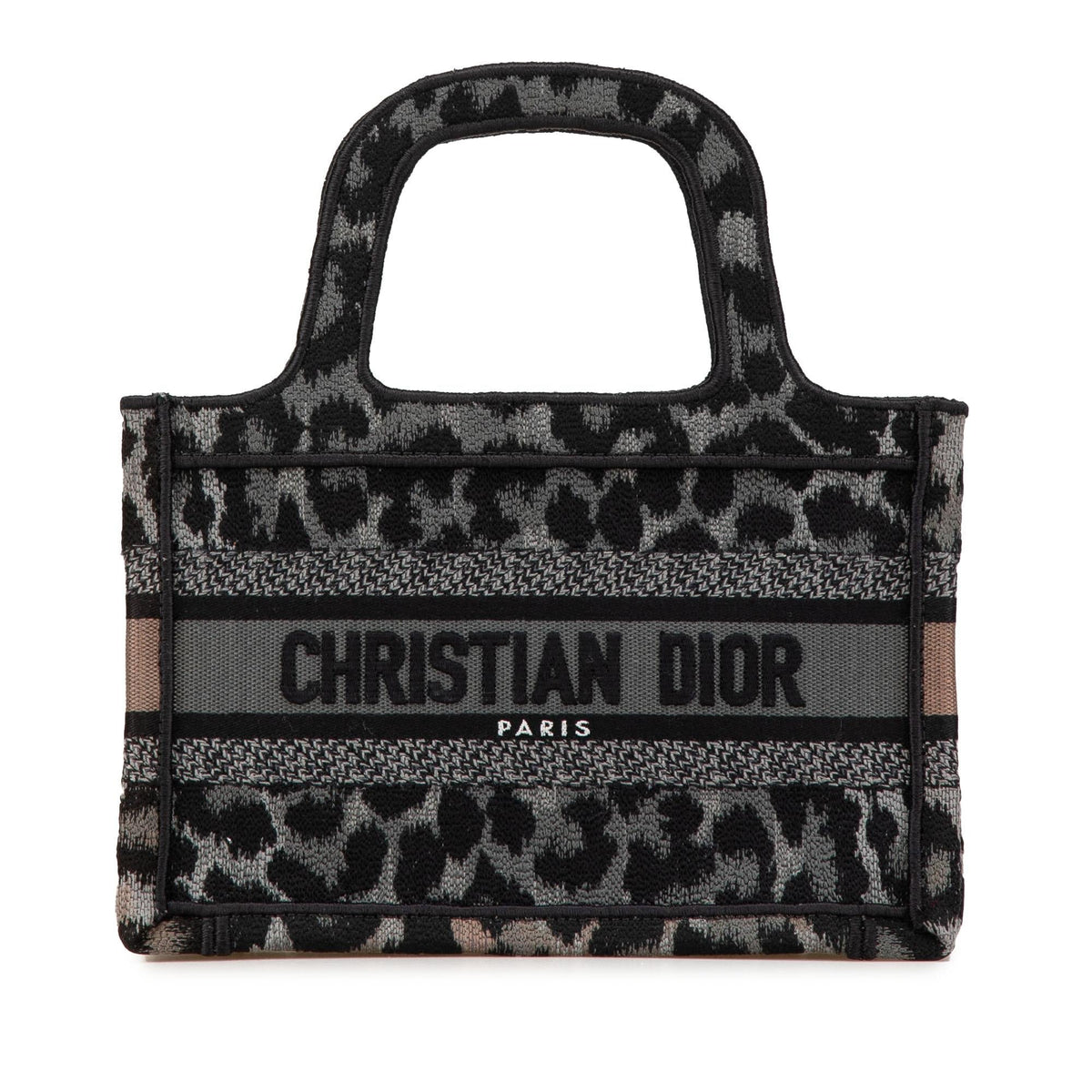 Dior Mizza Mini Embroidered Canvas Leopard Book Tote Rovelle Bags
