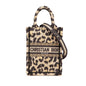 Dior Mizza Mini Embroidered Canvas Leopard Vertical Book Tote Rovelle Bags