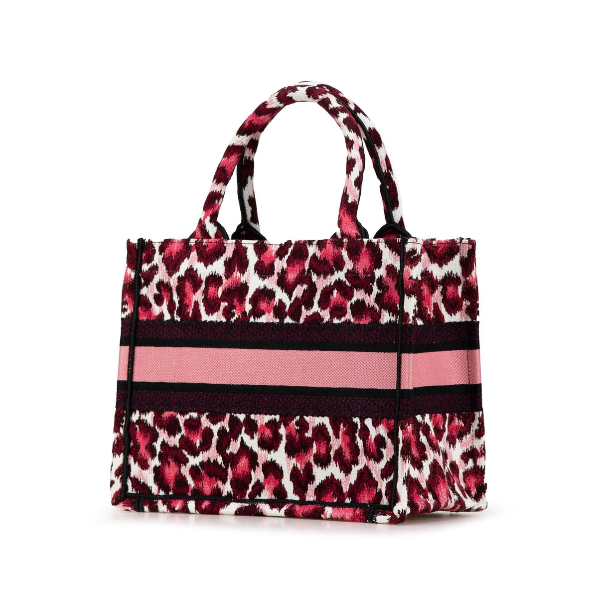 Dior Mizza Small Embroidered Canvas Leopard Book Tote Rovelle Bags