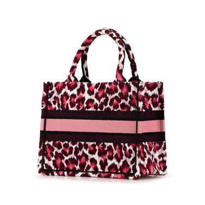 Dior Mizza Small Embroidered Canvas Leopard Book Tote Rovelle Bags