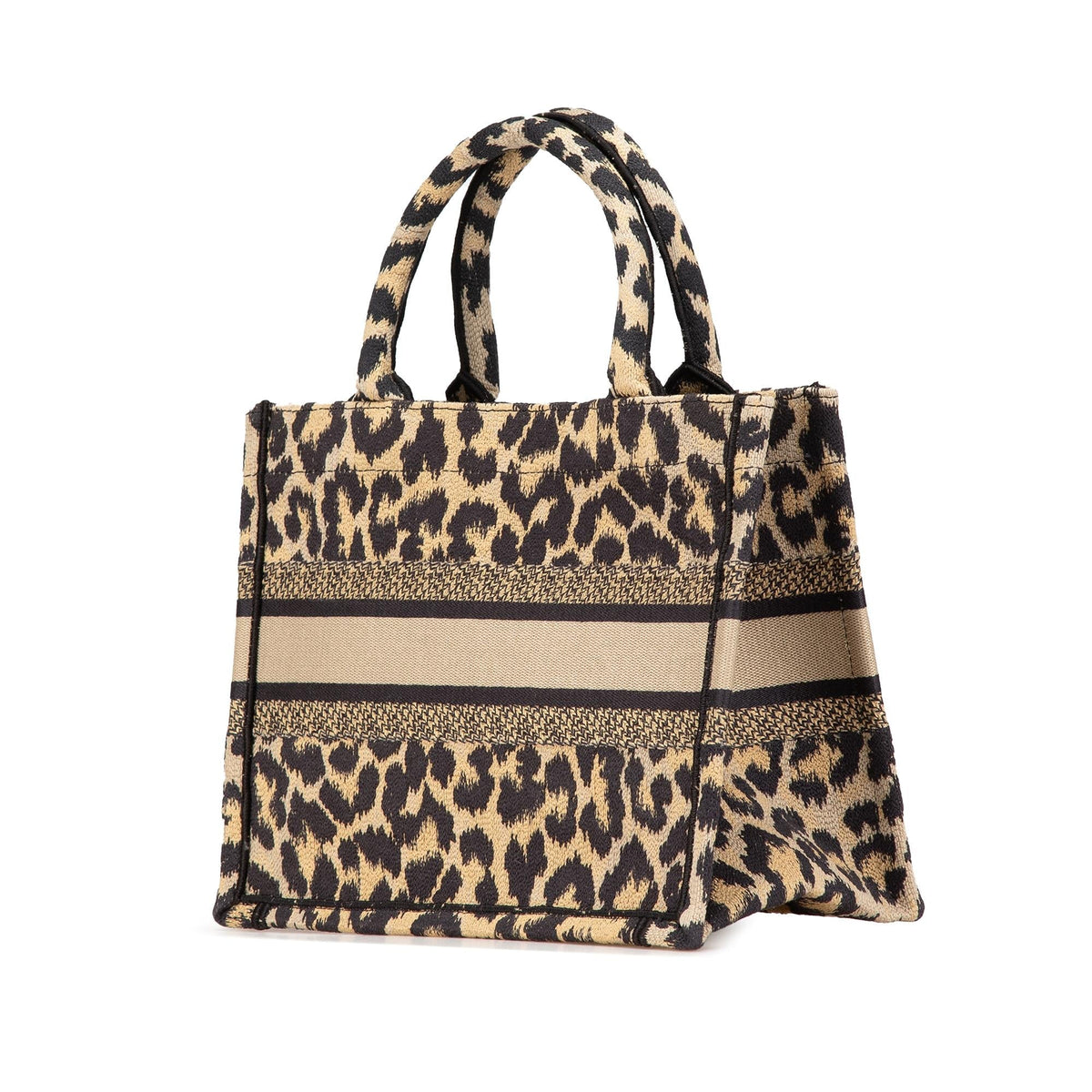 Dior Mizza Small Embroidered Canvas Leopard Book Tote Rovelle Bags