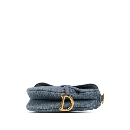 Dior Oblique Embroidered Denim Saddle Bag Rovelle Bags