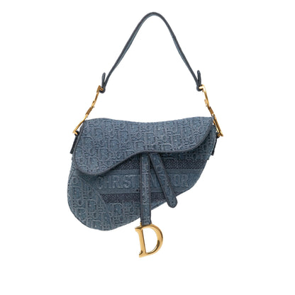 Dior Oblique Embroidered Denim Saddle Bag Rovelle Bags