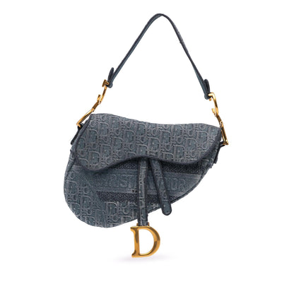 Dior Oblique Embroidered Denim Saddle Bag Rovelle Bags
