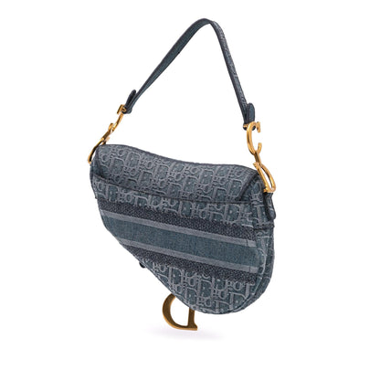 Dior Oblique Embroidered Denim Saddle Bag Rovelle Bags