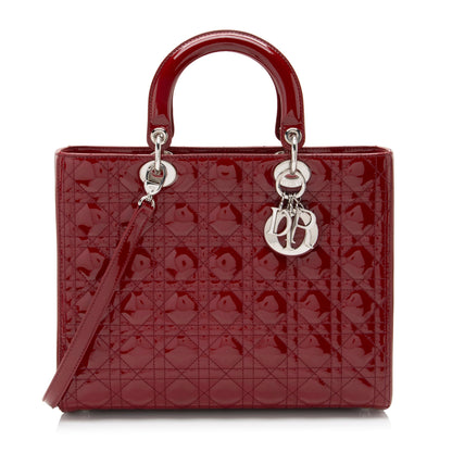 Dior Patent Leather Dior Large Tote (SHF-91E8TQ) Rovelle Bags