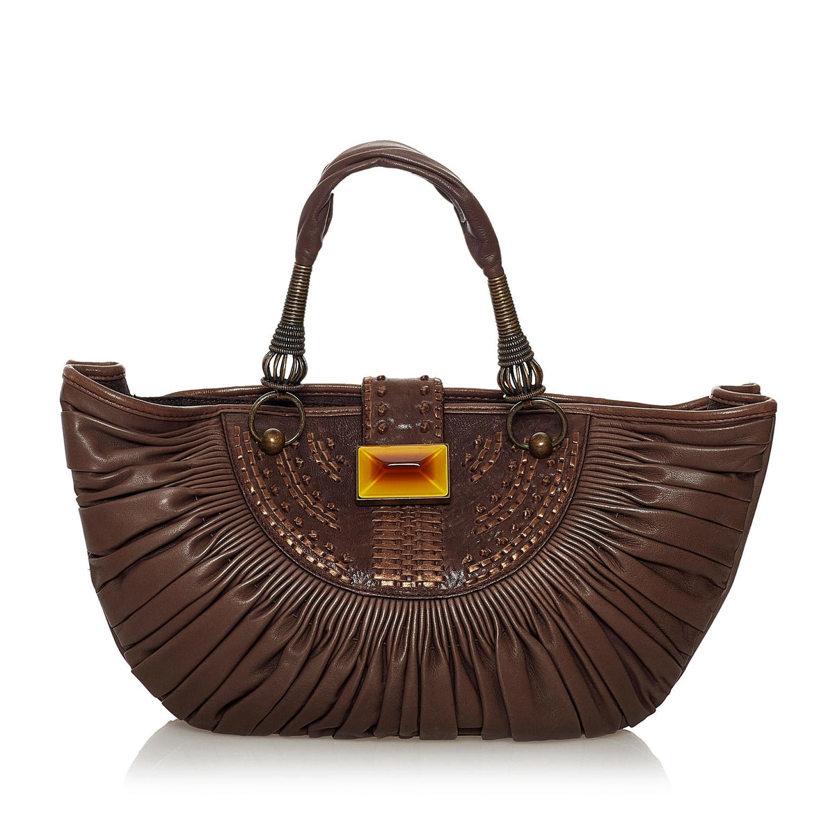 Dior Plisse Leather Handbag (SHG-33252) Rovelle Bags