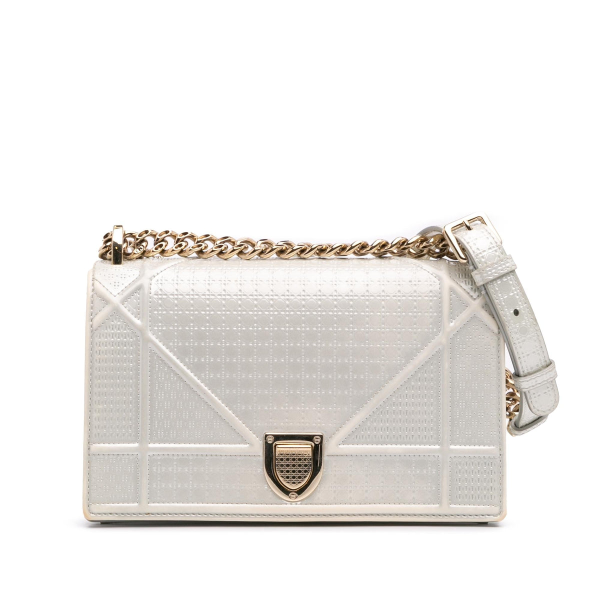 Dior Small Metallic Patent Microcannage Diorama Flap Rovelle Bags