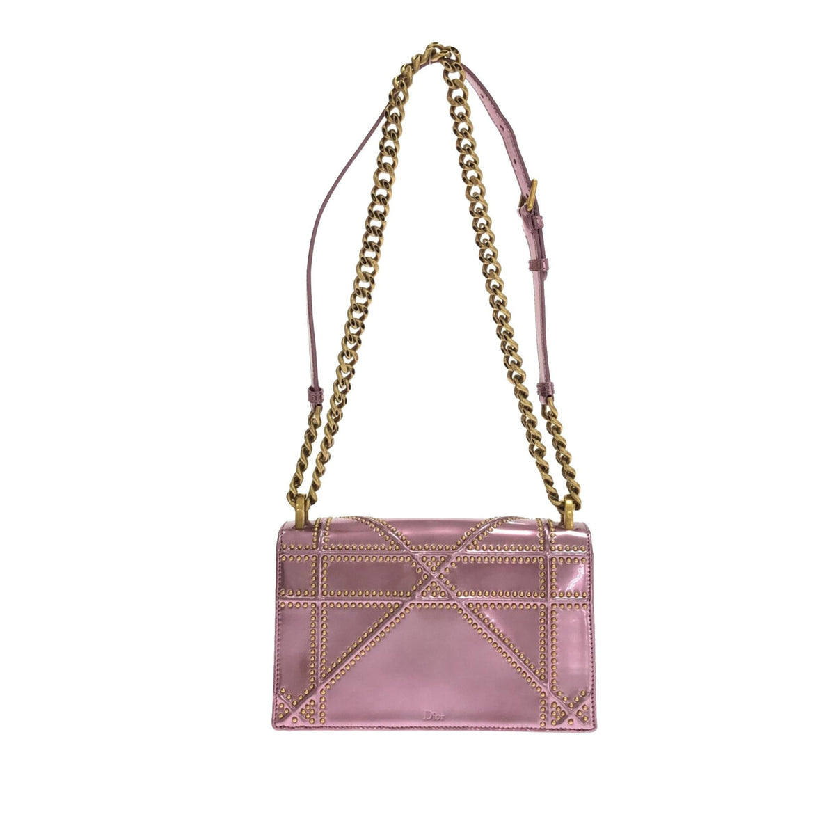 Dior Small Studded Metallic Patent Diorama Flap (SHG-d9sLuM) Rovelle Bags