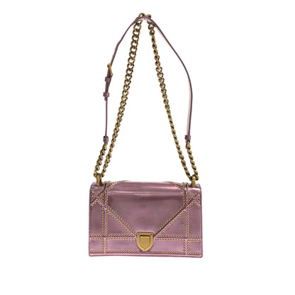 Dior Small Studded Metallic Patent Diorama Flap (SHG-d9sLuM) Rovelle Bags