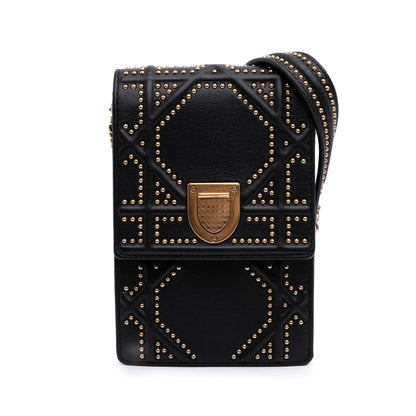 Dior Studded Leather Vertical Diorama Crossbody Rovelle Bags