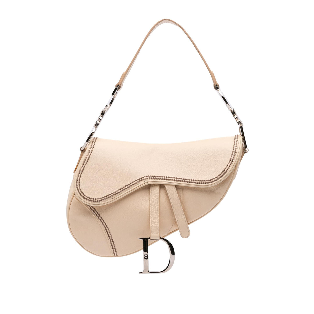 Dior Woven Trim Grained Calfskin Saddle Bag Rovelle Bags