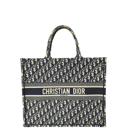 Christian Dior Blue Oblique Embroidered Book Tote Large Bag Rovelle Bags