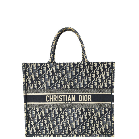 Christian Dior Blue Oblique Embroidered Book Tote Large Bag Rovelle Bags