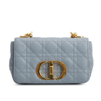 Christian Dior 2021 Grey Supple Cannage Calfskin Leather Small Dior Caro Bag Rovelle Bags