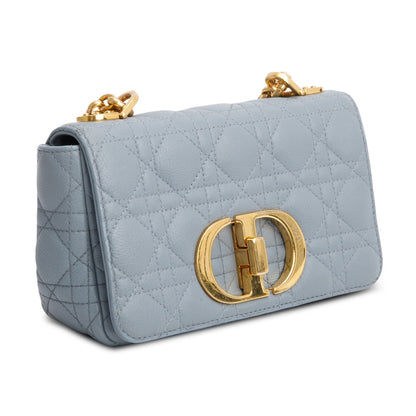 Christian Dior 2021 Grey Supple Cannage Calfskin Leather Small Dior Caro Bag Rovelle Bags