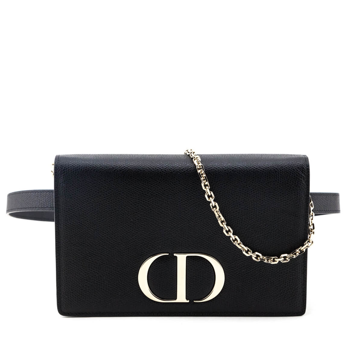 Dior Black Grained Calfskin 2-In-1 30 Montaigne Pouch Rovelle Bags