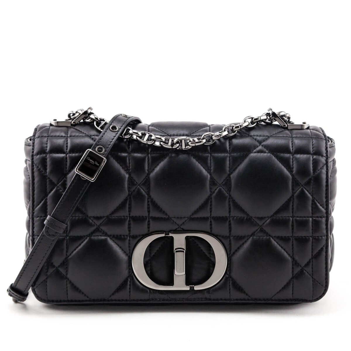 Dior Black Lambskin Quilted Macrocannage Medium Caro Bag Rovelle Bags