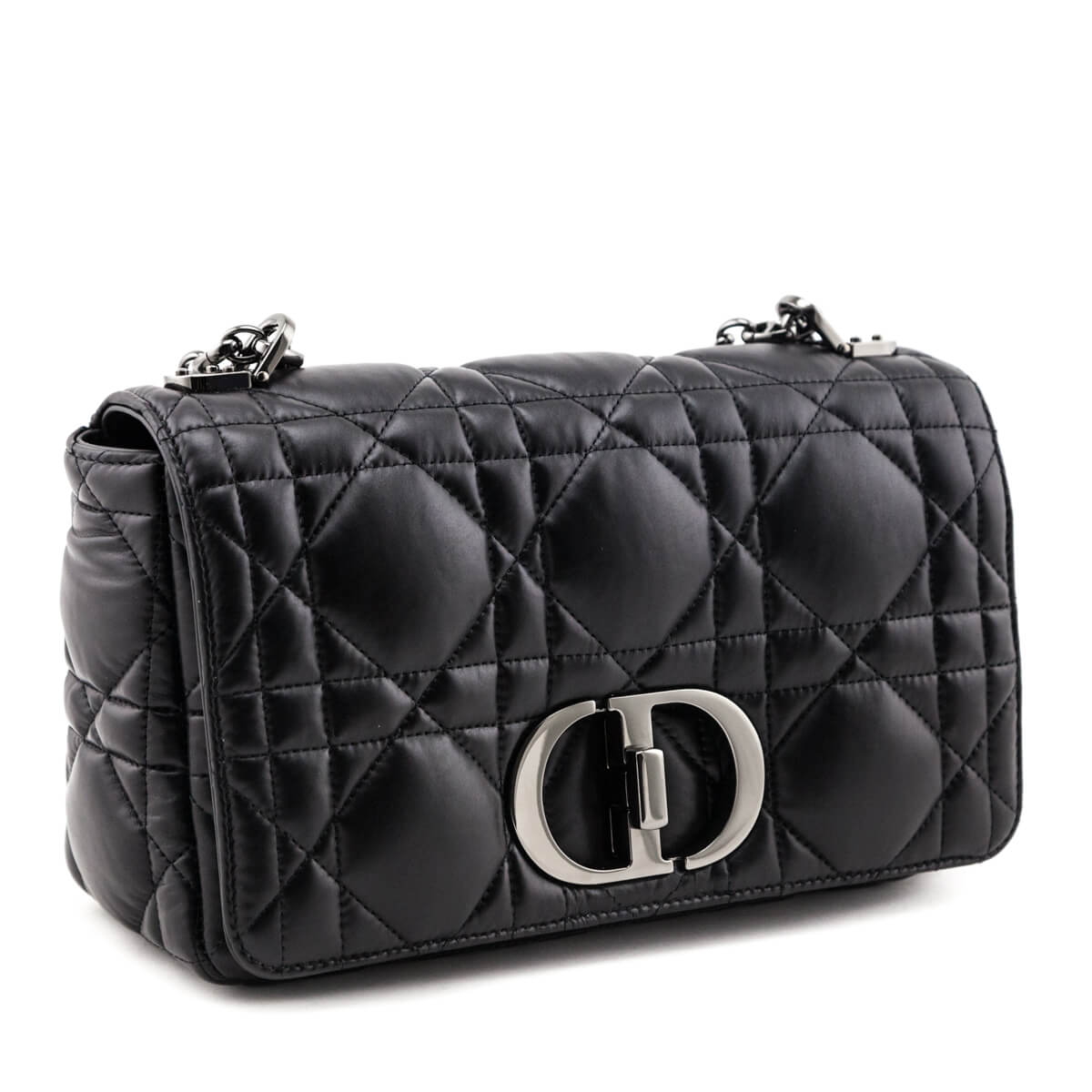 Dior Black Lambskin Quilted Macrocannage Medium Caro Bag Rovelle Bags