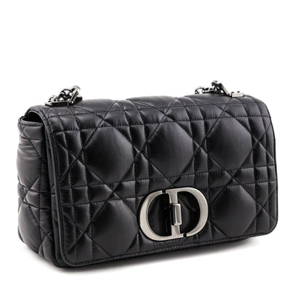 Dior Black Lambskin Quilted Macrocannage Medium Caro Bag Rovelle Bags