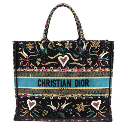 Dior Black Multicolor Embroidered Large Book Tote Rovelle Bags