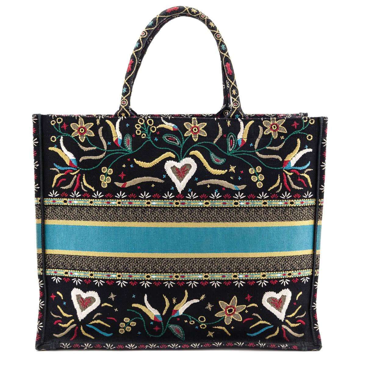 Dior Black Multicolor Embroidered Large Book Tote Rovelle Bags